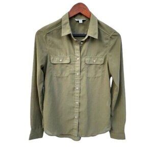 American Eagle Semi Sheer Chiffon Shirt Size XS Green Collared Casual